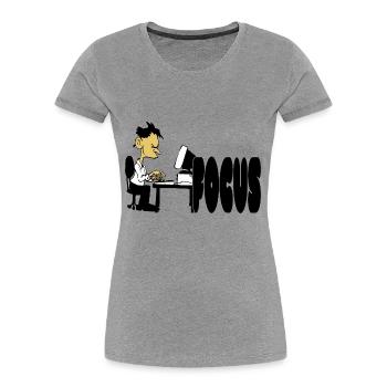 Bureau de travail - T-shirt bio Premium Femme - gris chiné - Devant - Mia (176cm)