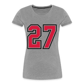 27 sports jersey football number - Frauen Premium Bio T-Shirt - Grau meliert - Vorne - Mia (176cm)