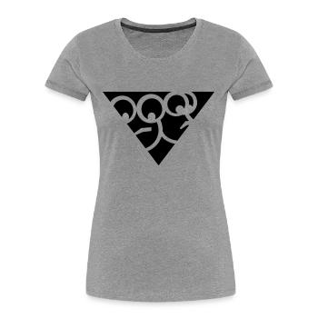 Aussenseiter-Shirt (Schwarz-Gelb) - Frauen Premium Bio T-Shirt - Grau meliert - Vorne - Mia (176cm)