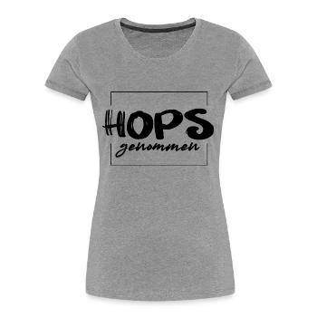 Hopsgenommen - Frauen Premium Bio T-Shirt - Grau meliert - Vorne - Mia (176cm)