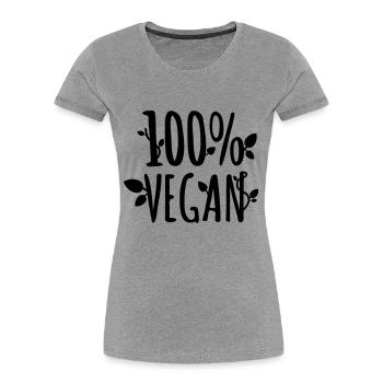 100 Stück vegan - Frauen Premium Bio T-Shirt - Grau meliert - Vorne - Mia (176cm)