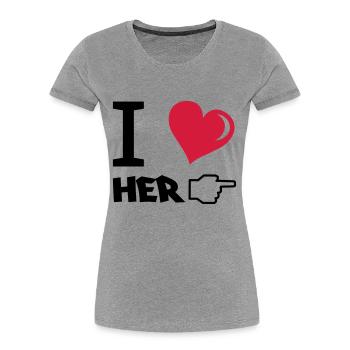 i_love_her - Frauen Premium Bio T-Shirt - Grau meliert - Vorne - Mia (176cm)