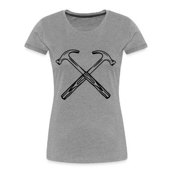 gekreuzte_haemmer_2 - Frauen Premium Bio T-Shirt - Grau meliert - Vorne - Mia (176cm)