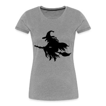 Hexe T-Shirt machs selber - Frauen Premium Bio T-Shirt - Grau meliert - Vorne - Mia (176cm)