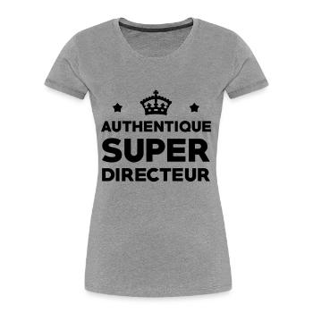 Chef / Directrice / Directeur / Manager / Patron - T-shirt bio Premium Femme - gris chiné - Devant - Mia (176cm)