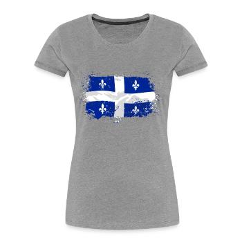 Quebec Flag - Frauen Premium Bio T-Shirt - Grau meliert - Vorne - Mia (176cm)