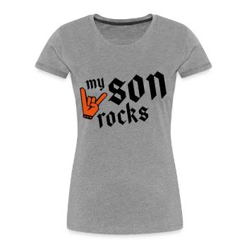 son rocks my - Frauen Premium Bio T-Shirt - Grau meliert - Vorne - Mia (176cm)