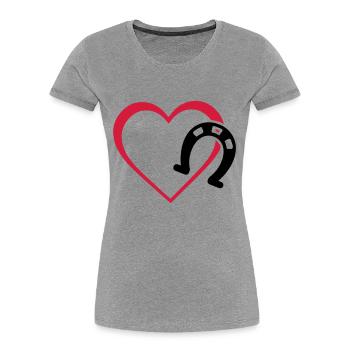 Symbole - Hufe Herz - Frauen Premium Bio T-Shirt - Grau meliert - Vorne - Mia (176cm)