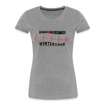 Mein Herz schlägt für Winterthur | VEKTOR - Frauen Premium Bio T-Shirt - Grau meliert - Vorne - Mia (176cm)