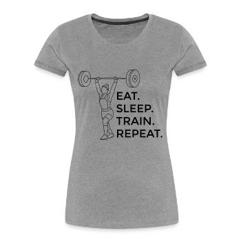 Krafttraining Fitness Bodybuilder Muskel Sportler - Frauen Premium Bio T-Shirt - Grau meliert - Vorne - Mia (176cm)