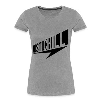 Just Chill Text Logo - Frauen Premium Bio T-Shirt - Grau meliert - Vorne - Mia (176cm)