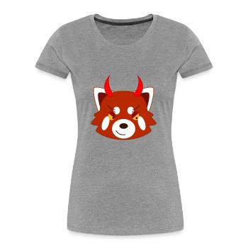 Roter Panda verkleidet als Teufel zu Halloween - Frauen Premium Bio T-Shirt - Grau meliert - Vorne - Mia (176cm)