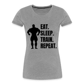 Bodybuilder Strength Training Fitness Muscle Athlète - T-shirt bio Premium Femme - gris chiné - Devant - Mia (176cm)