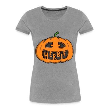 Herbie Halloween Kürbis - Frauen Premium Bio T-Shirt - Grau meliert - Vorne - Mia (176cm)