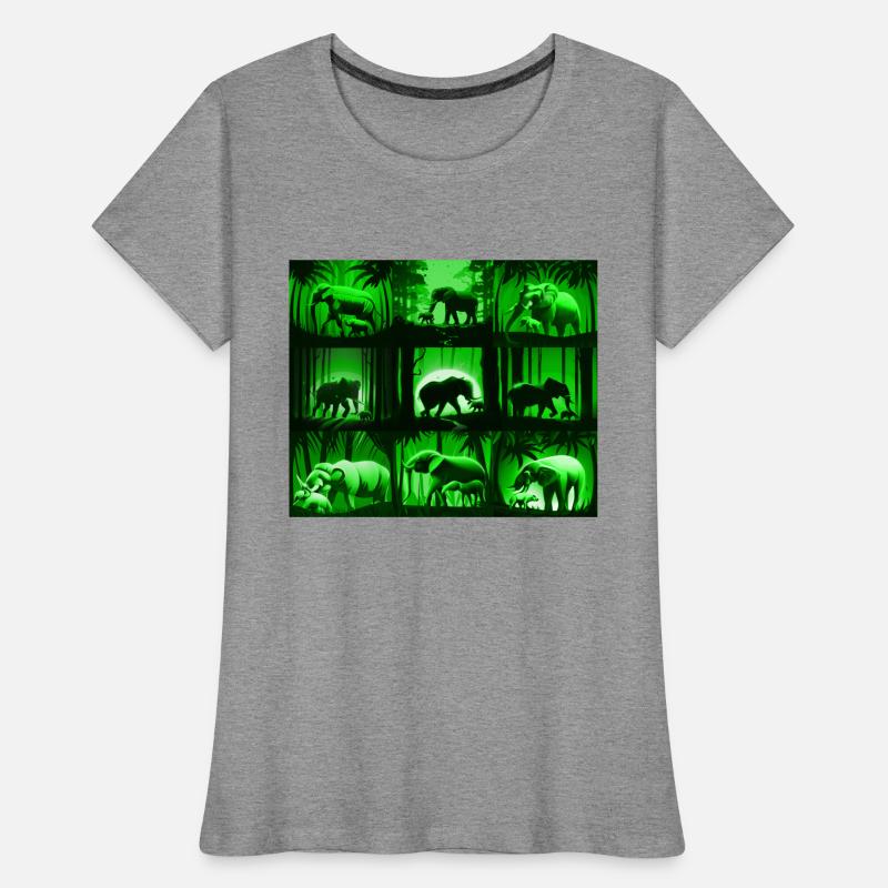 Elephant Pattern Design - Green Women's Premium Organic T-Shirt