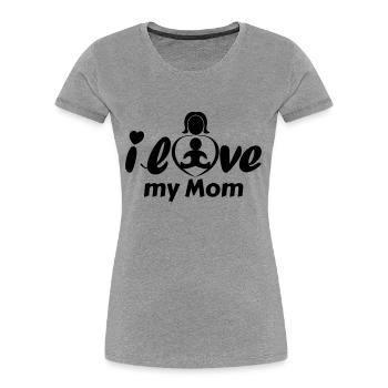 J’aime ma mère - T-shirt bio Premium Femme - gris chiné - Devant - Mia (176cm)