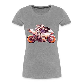 Motorcycle racing machine in the future with driver - Women's Premium Organic T-Shirt - heather grey - Front - Mia (176cm)