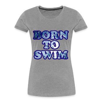 Triathlon Natation Bike Run Marathon - T-shirt bio Premium Femme - gris chiné - Devant - Mia (176cm)