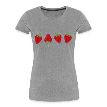 Erdbeere Erdbeere - Frauen Premium Bio T-Shirt - Grau meliert - Vorne - Mia (176cm)
