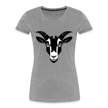 Goat in Black and White Cartoon Drawing Style - Women's Premium Organic T-Shirt - heather grey - Front - Mia (176cm)