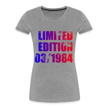 40e anniversaire édition limitée 03/1984 - T-shirt bio Premium Femme - gris chiné - Devant - Mia (176cm)