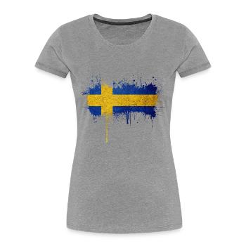 Schweden Flaka Schwedisch Schwedisch Schwedisch Nordisch - Frauen Premium Bio T-Shirt - Grau meliert - Vorne - Mia (176cm)