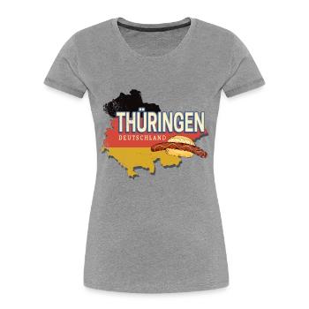Thuringia Germany Retro State Souvenir - Women's Premium Organic T-Shirt - heather grey - Front - Mia (176cm)