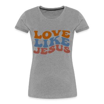 Love Like Jesus - Frauen Premium Bio T-Shirt - Grau meliert - Vorne - Mia (176cm)