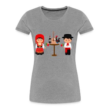 Couple portugais - T-shirt bio Premium Femme - gris chiné - Devant - Mia (176cm)