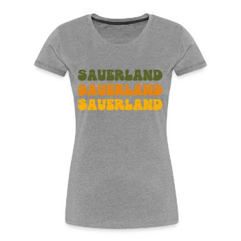 Schriftzug Sauerland - Frauen Premium Bio T-Shirt - Grau meliert - Vorne - Mia (176cm)