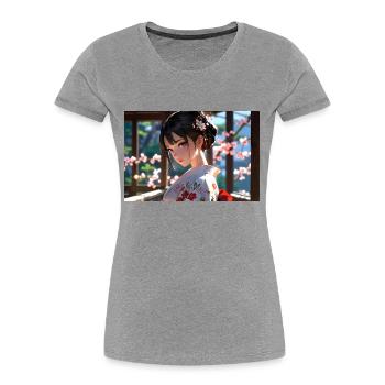 Colorful geisha in traditional elegance - Women's Premium Organic T-Shirt - heather grey - Front - Mia (176cm)
