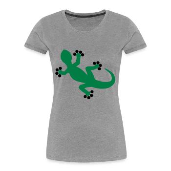 Gecko / Eidechse - Frauen Premium Bio T-Shirt - Grau meliert - Vorne - Mia (176cm)