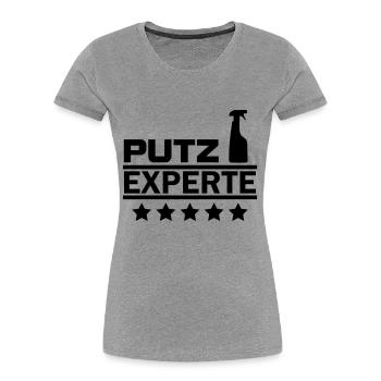 putz experte - Frauen Premium Bio T-Shirt - Grau meliert - Vorne - Mia (176cm)