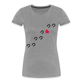 Symbole - Hufe Herz - Frauen Premium Bio T-Shirt - Grau meliert - Vorne - Mia (176cm)