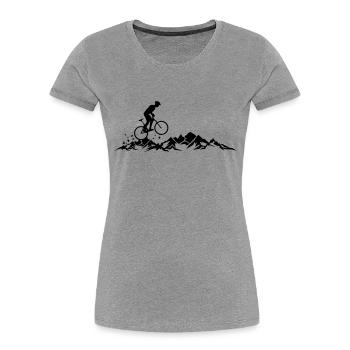 Sport - Radfahrer Berge - Frauen Premium Bio T-Shirt - Grau meliert - Vorne - Mia (176cm)