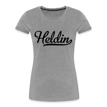 Heldin - Frauen Premium Bio T-Shirt - Grau meliert - Vorne - Mia (176cm)