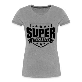 Super Freund - Frauen Premium Bio T-Shirt - Grau meliert - Vorne - Mia (176cm)