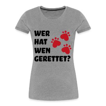 Tierschutz Hund - Frauen Premium Bio T-Shirt - Grau meliert - Vorne - Mia (176cm)
