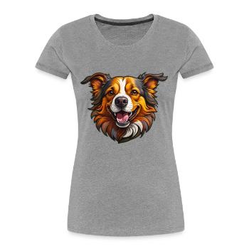 Happy dog - Women's Premium Organic T-Shirt - heather grey - Front - Mia (176cm)