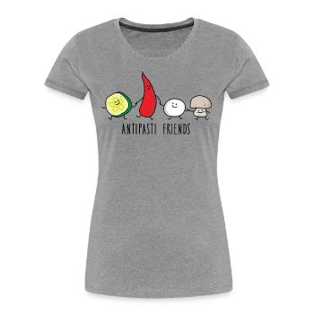 Amis Antipasti - T-shirt bio Premium Femme - gris chiné - Devant - Mia (176cm)