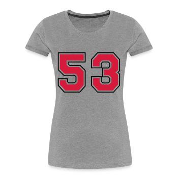 53__f2 - Frauen Premium Bio T-Shirt - Grau meliert - Vorne - Mia (176cm)