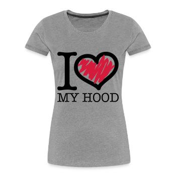 i_love_my_hood_c2 - Frauen Premium Bio T-Shirt - Grau meliert - Vorne - Mia (176cm)