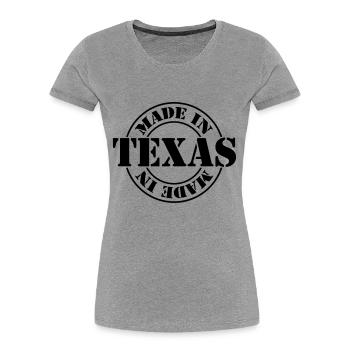 made in texas m1k2 - T-shirt bio Premium Femme - gris chiné - Devant - Mia (176cm)