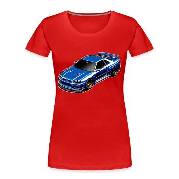 Jdm / Tuning / Turbolader / Felgen / Chiptuning - Frauen Premium Bio T-Shirt - Navy - Vorne - Mia (176cm)