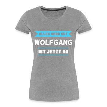 Wolfgang Name Design für stolze Wolfgangs - Frauen Premium Bio T-Shirt - Grau meliert - Vorne - Mia (176cm)