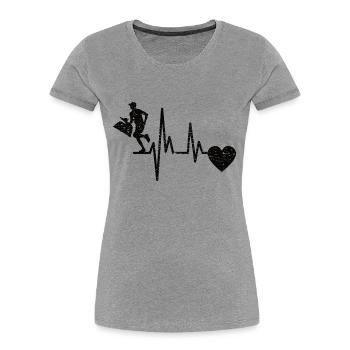 Plogging Geschenk Jogging Müll sammeln Ploggen - Frauen Premium Bio T-Shirt - Grau meliert - Vorne - Mia (176cm)