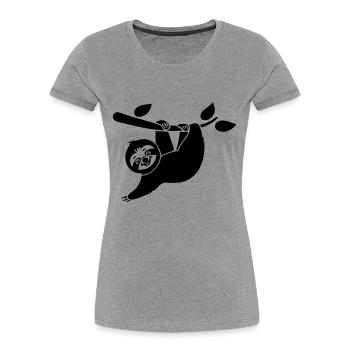 Cartoon Faultier - Tolles Design - Frauen Premium Bio T-Shirt - Grau meliert - Vorne - Mia (176cm)