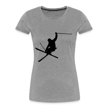 Skiing - Frauen Premium Bio T-Shirt - Grau meliert - Vorne - Mia (176cm)