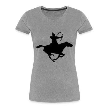 krieger - Frauen Premium Bio T-Shirt - Grau meliert - Vorne - Mia (176cm)