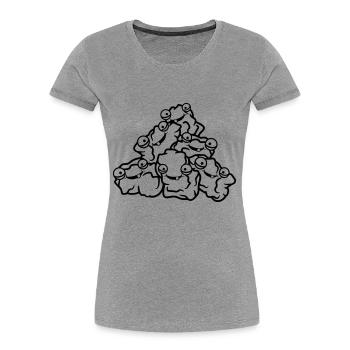 beaucoup d'amis équipe d'équipe visages dessin ani - T-shirt bio Premium Femme - gris chiné - Devant - Mia (176cm)